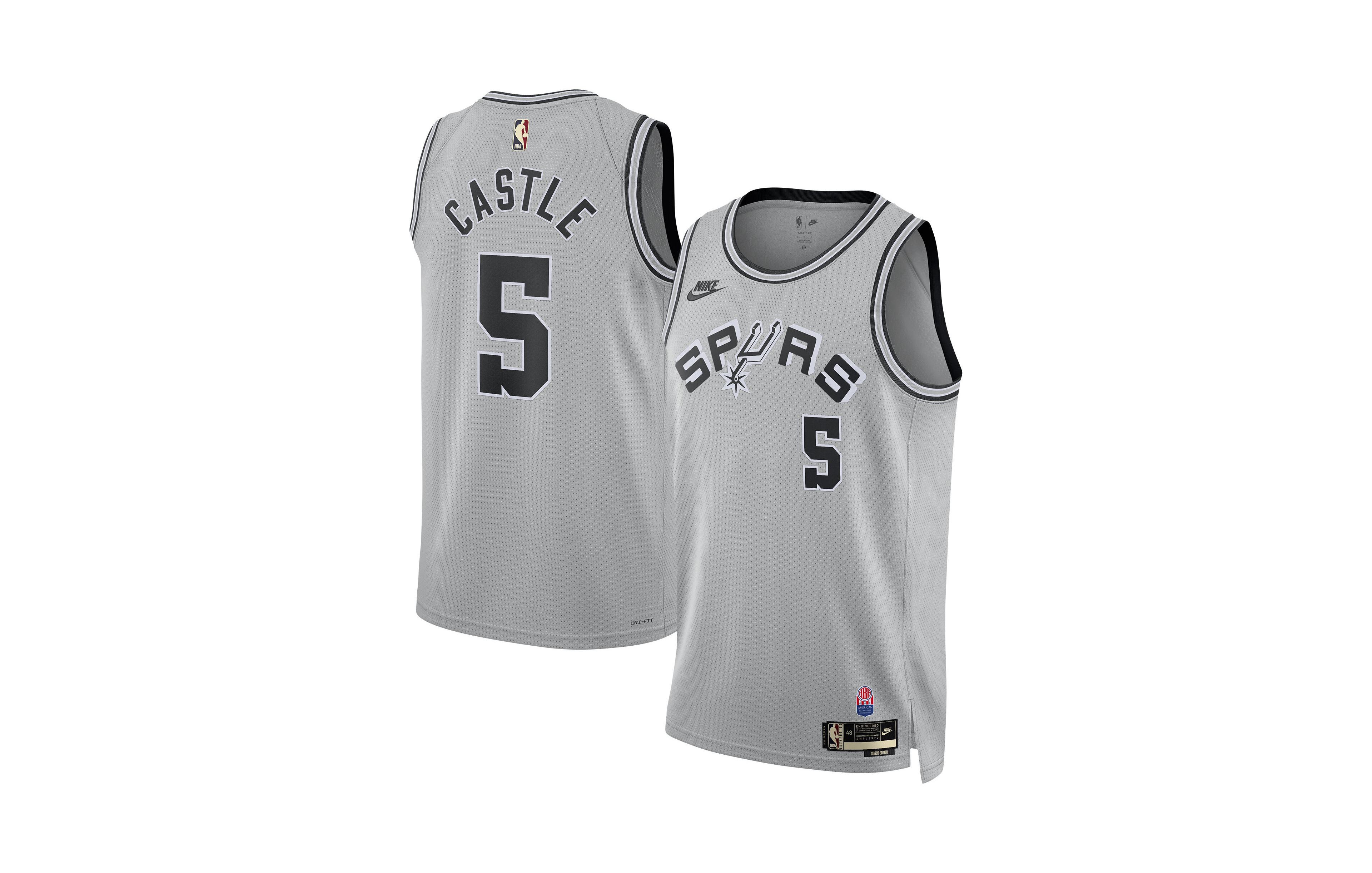 Nike Men's and Women's Stephon Castle Silver San Antonio Spurs Classic Edition Swingman Jersey
