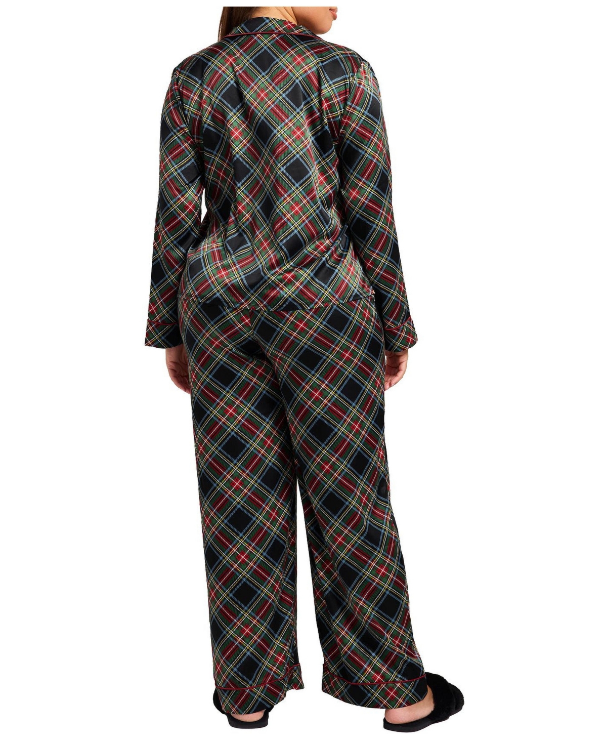 Adore Me Plus Size Raven Pajama Set - Plaid black