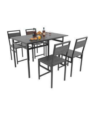 Extendable Industrial Dining Table Set with 4 Chairs