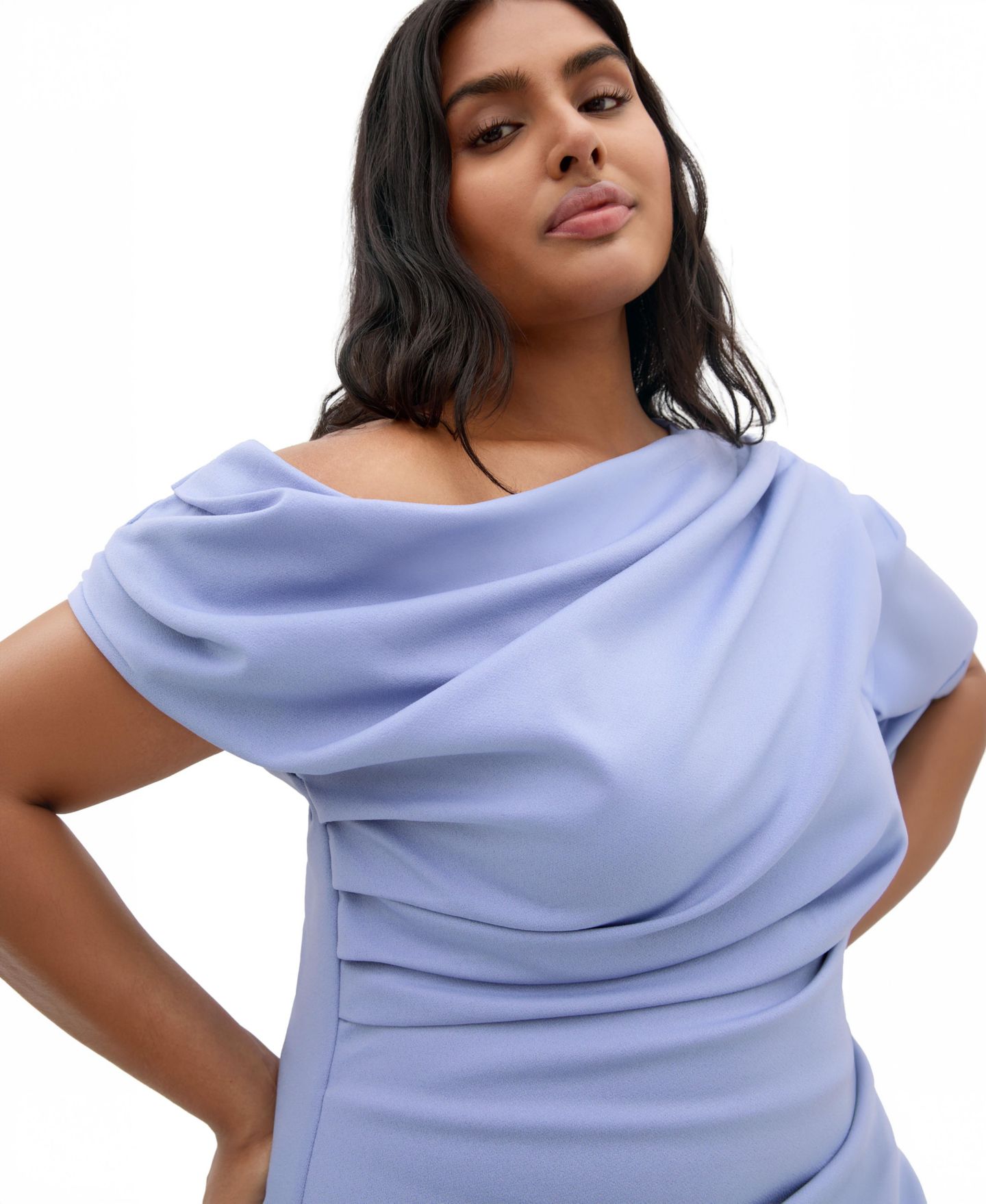 Женское платье CITY CHIC Sassy Off Shoulder, цвет: Пыльный синий — фото 3