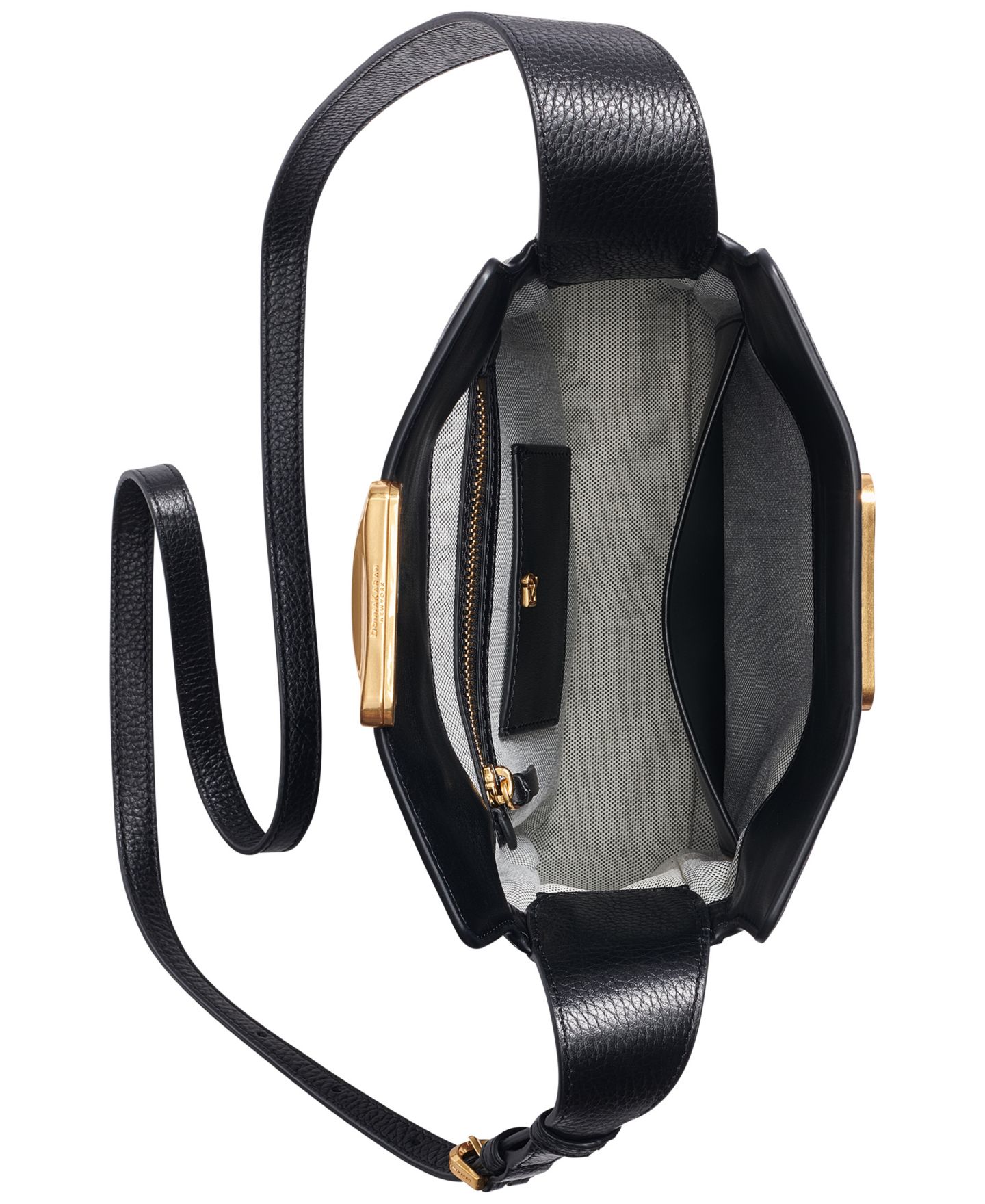 Женская сумка Donna Karan New York Amagansett Leather Adjustable Small Crossbody, цвет: Чёрный / Золотой — фото 4