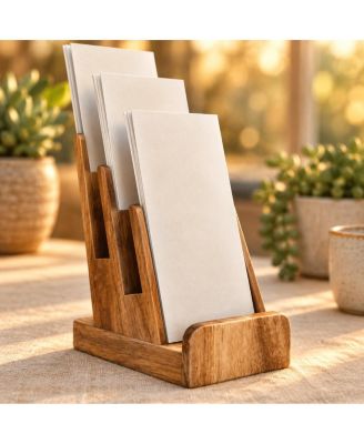 3 Tier Wooden Countertop Literature Holder Brochure Display Stand