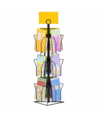 3 Tier Rotating Metal Greeting Card Display Stand 9 Pocket Retail Holder