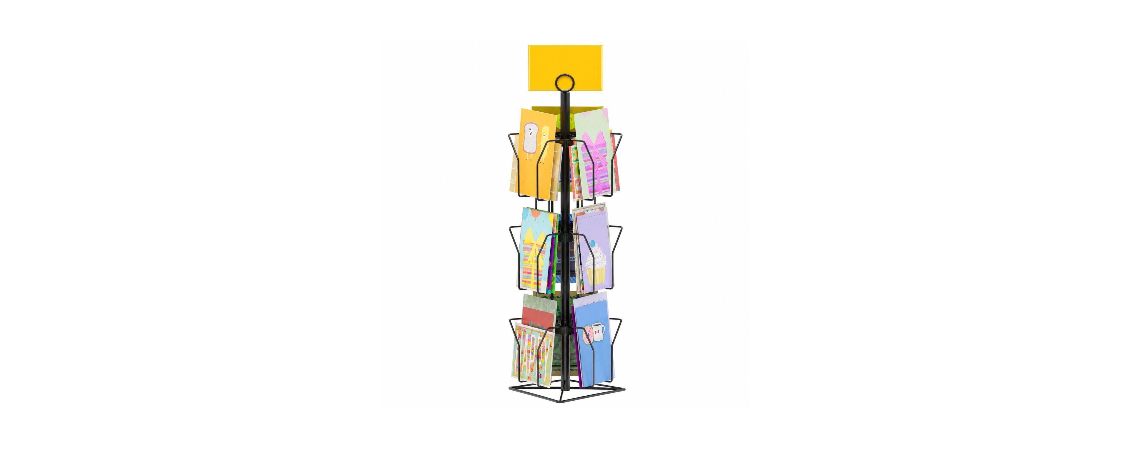 Lowking 3 Tier Rotating Metal Greeting Card Display Stand 9 Pocket Retail Holder