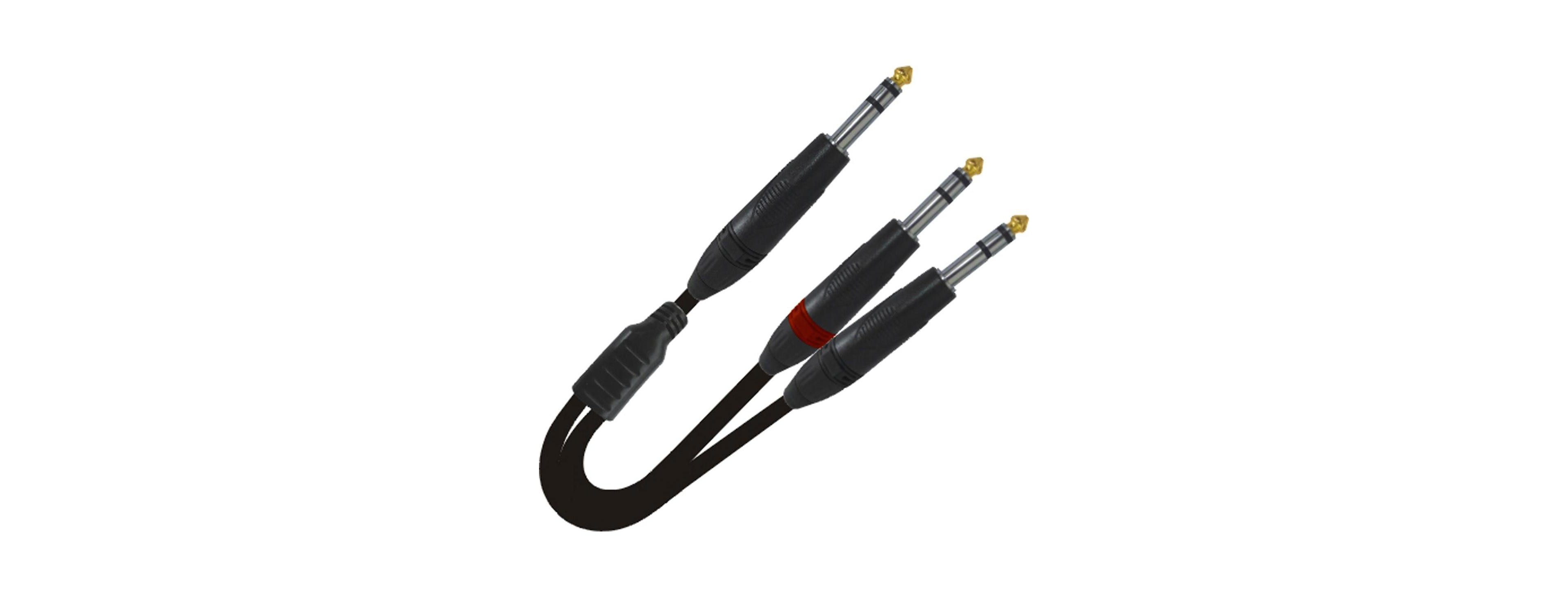 ProX Xc-SYS03 Trs-m to Dual 1/4" Trs-m Y-Cable 3' 1/4"