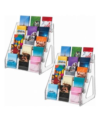 2 Pack 5 Tier Clear Acrylic Brochure Holder Literature Display Stand For Flyers Pamphlets