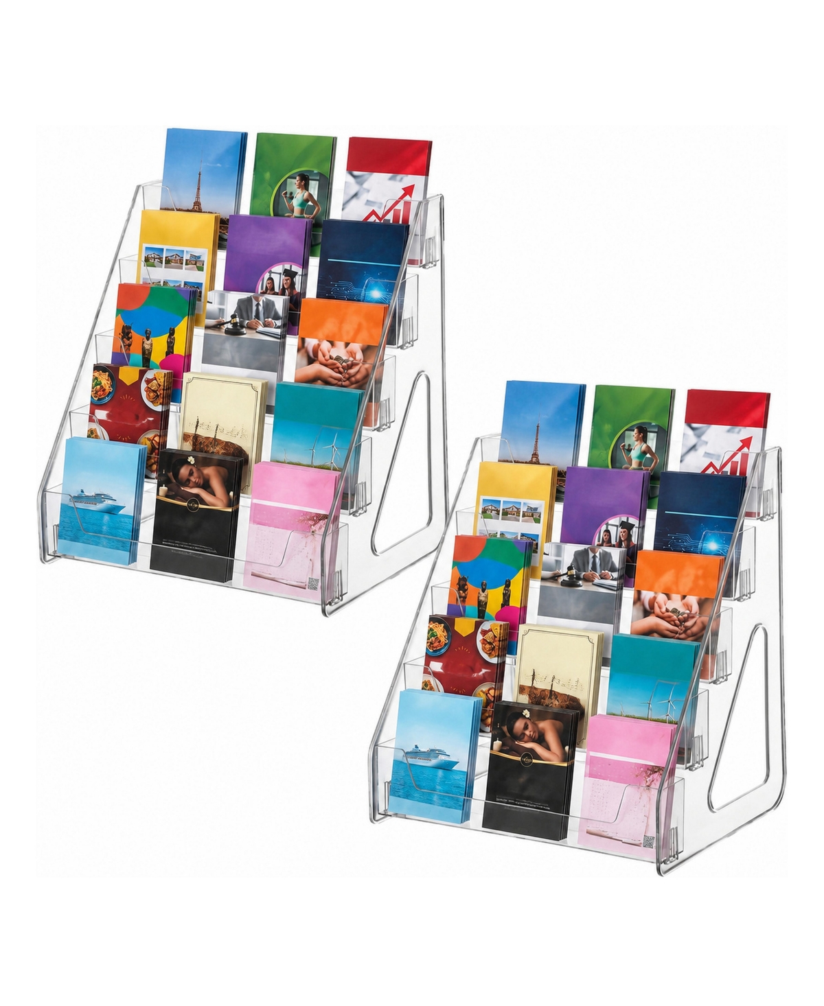 Lowking 2 Pack 5 Tier Clear Acrylic Brochure Holder Literature Display Stand For Flyers Pamphlets - Clear