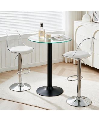 Round Glass Side Table with Black Metal Base