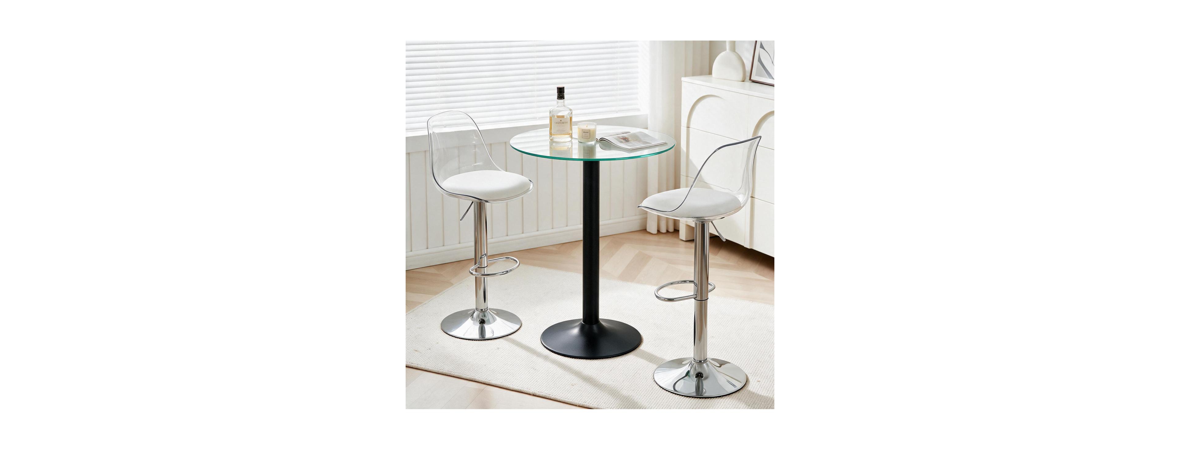 Streamdale Furniture Round Glass Side Table with Black Metal Base