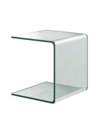 18 in Tempered Glass Waterfall End Table with Non-Slip Pads