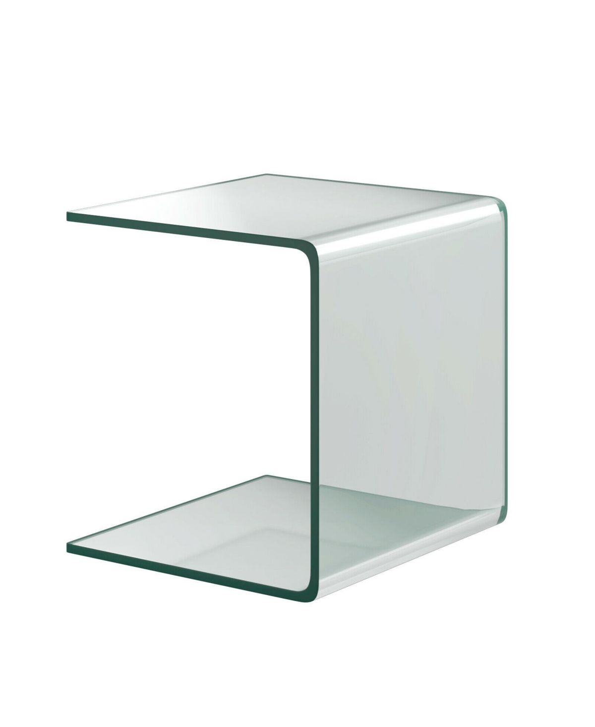 Mecale 18 in Tempered Glass Waterfall End Table with Non-Slip Pads - Clear
