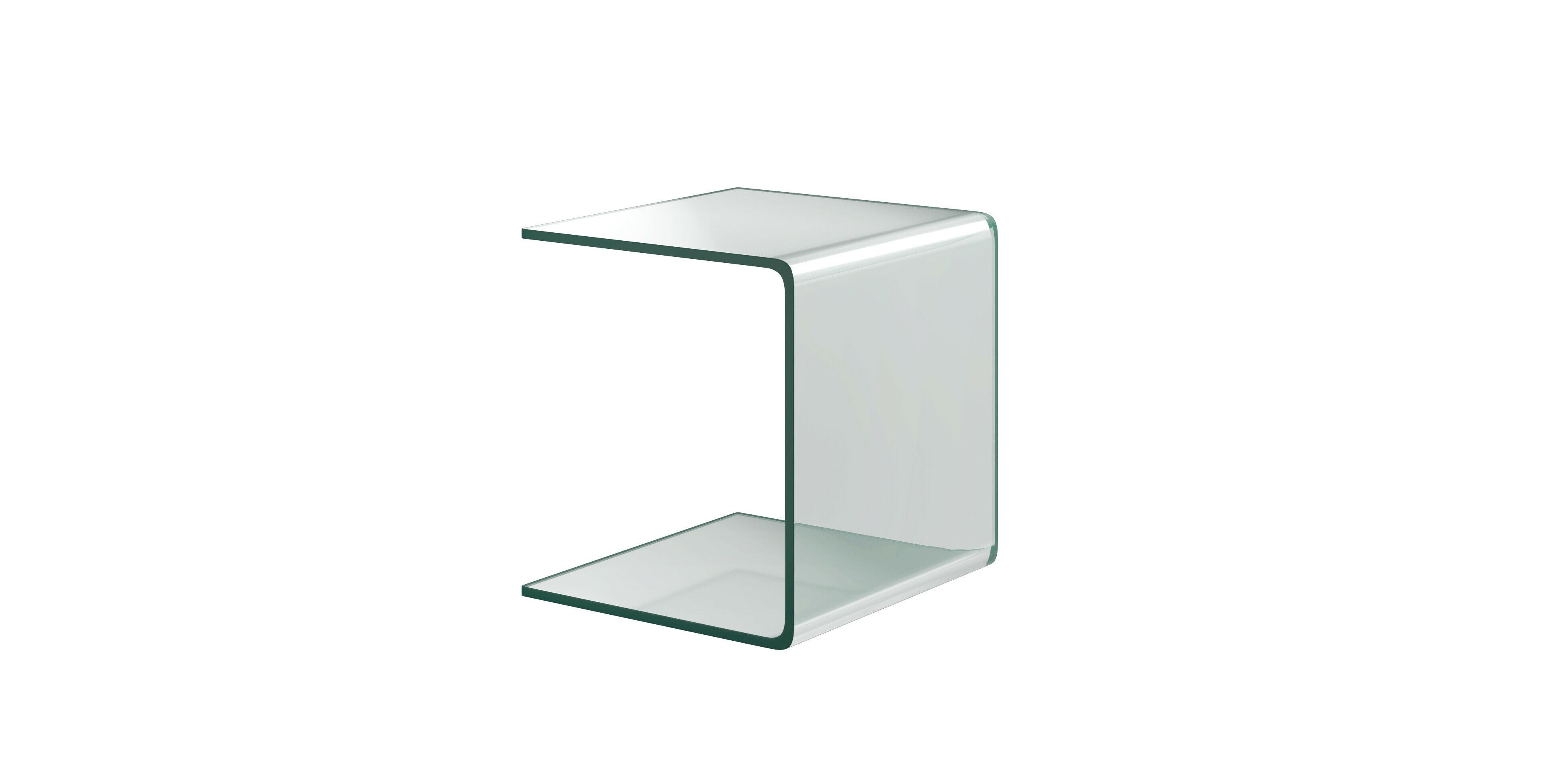 Mecale 18 in Tempered Glass Waterfall End Table with Non-Slip Pads