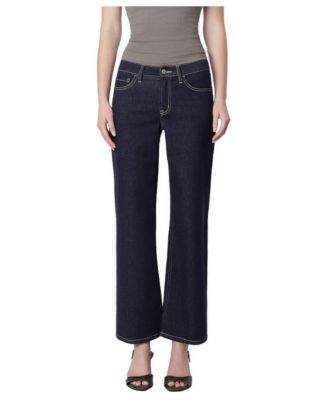 Women's Mid-Rise Yoke Detail Slim Wide-Leg Jeans