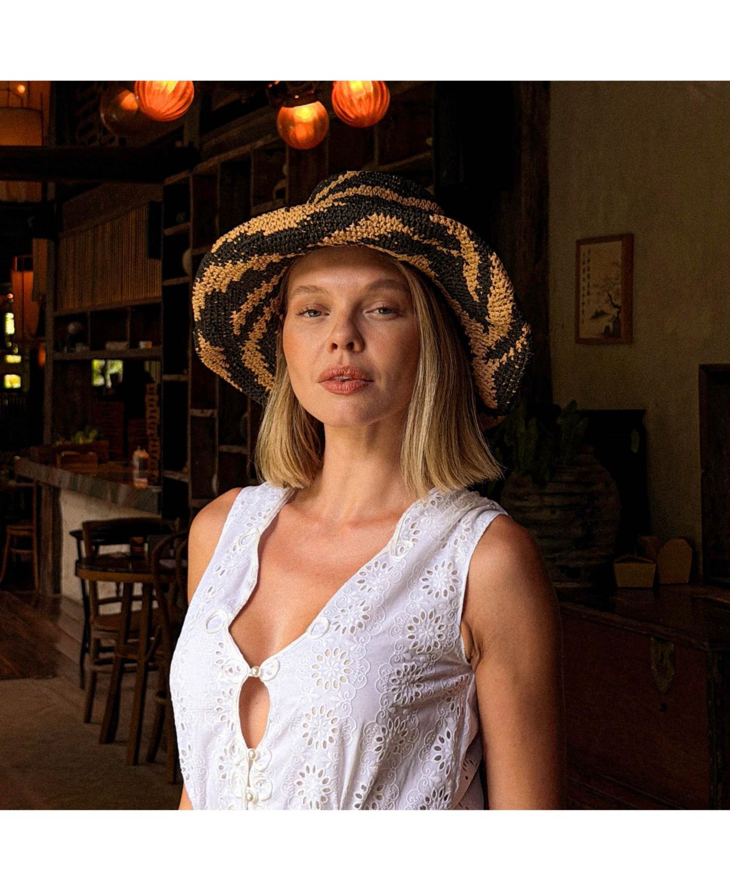 Женский головной убор Brunna.co The Zenda Wide Brim Raffia Rancher Hat, цвет: Чёрный — фото 3