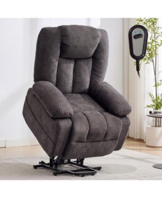 Power Lift Recliner Chair With Massage and Heat For Older Adults, Lumbar Heat, Thick Padded Headrest, Armrests, USB, Side Pockets For Bedroom