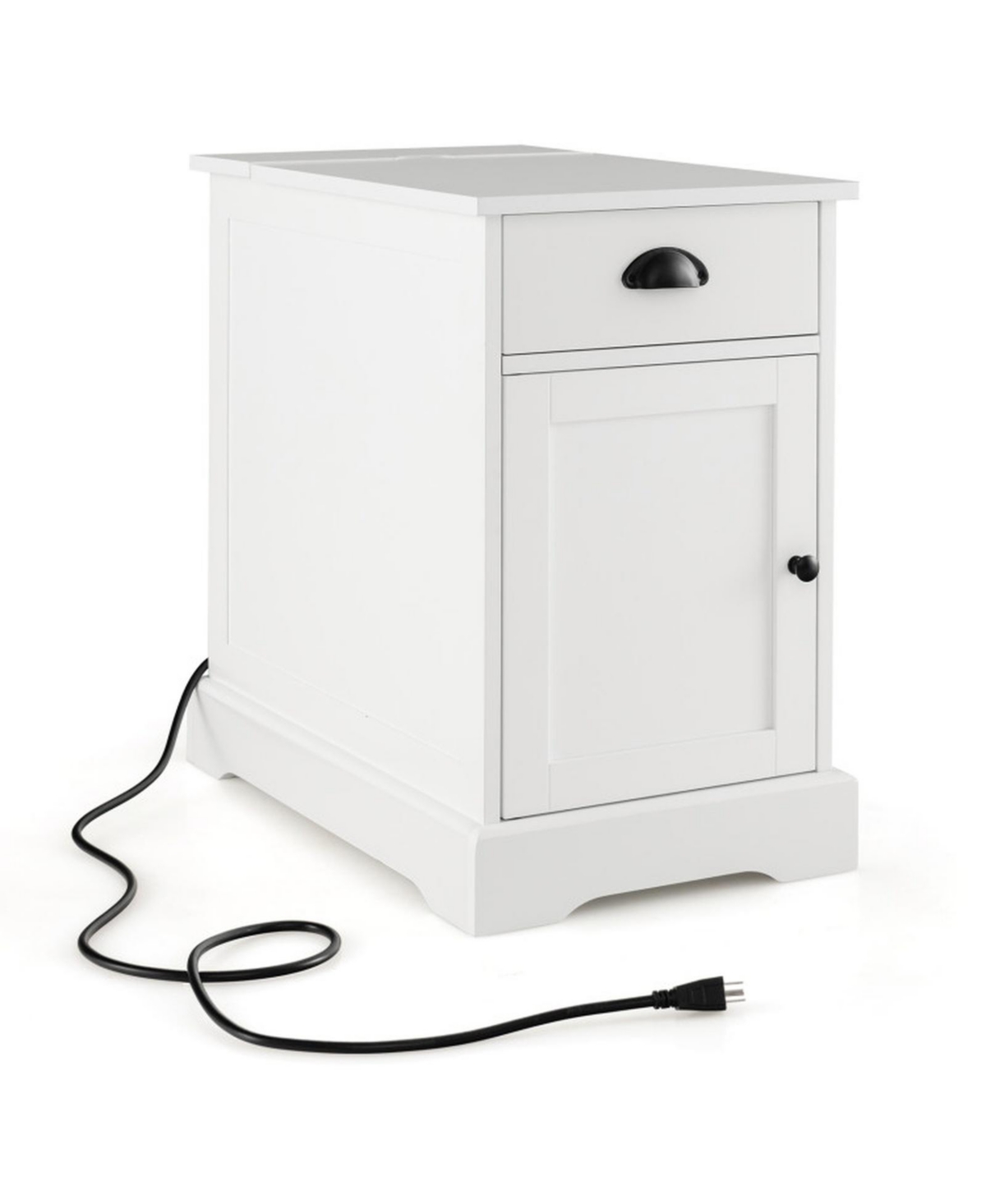 Gouun End Table with a Concealed Flip-Top Charging Station