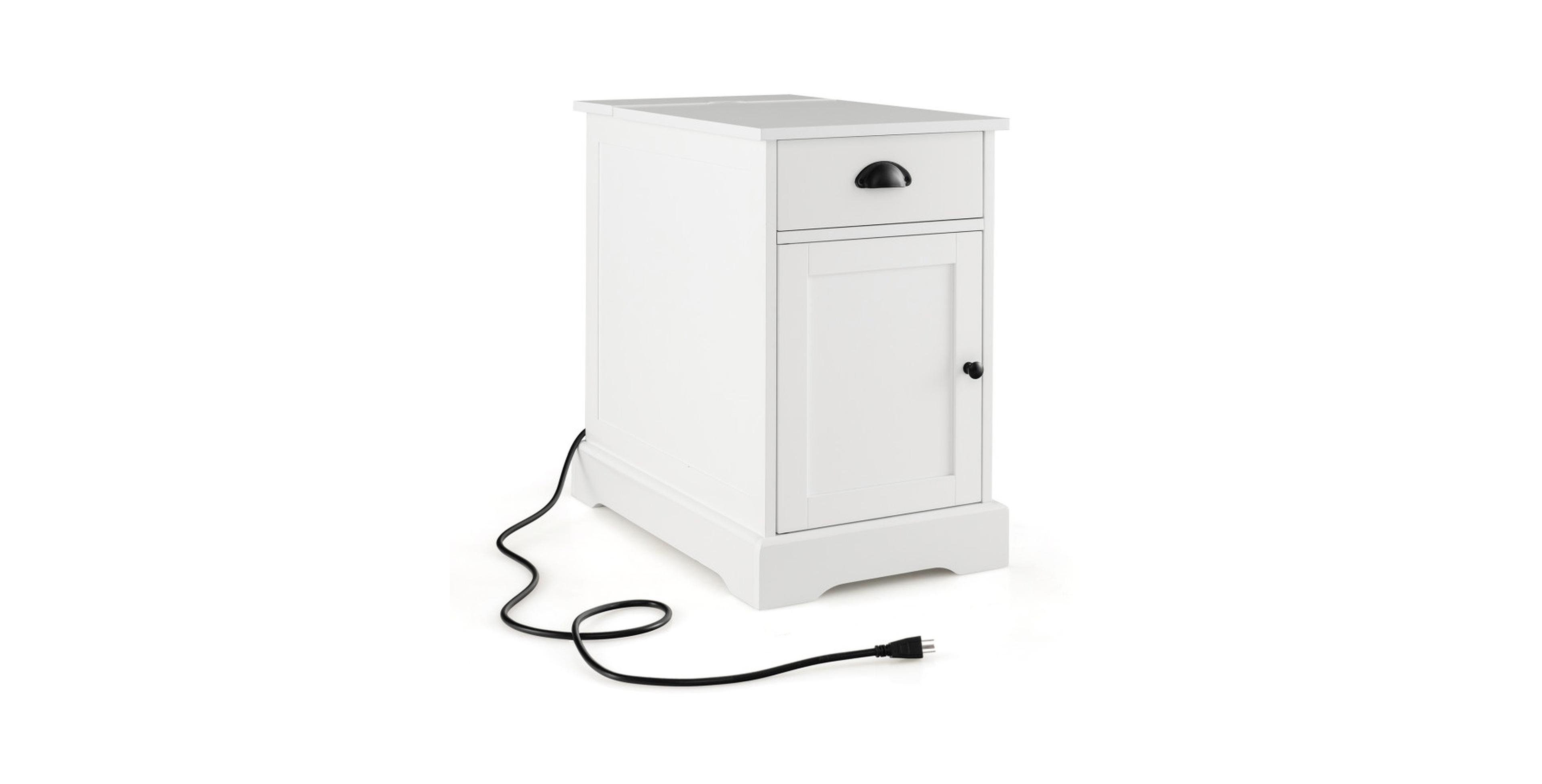 Gouun End Table with a Concealed Flip-Top Charging Station