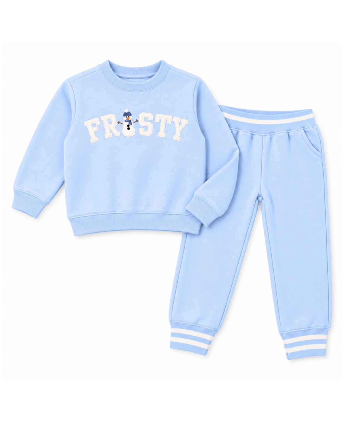 Bits & Bows Boys' and Girls' Frosty Long-Sleeve Crewneck Sweatshirt Joggers, 2-Piece Set