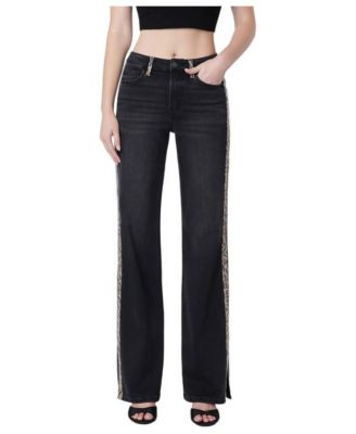Women's High-Rise Flare Leopard-Print Jeans