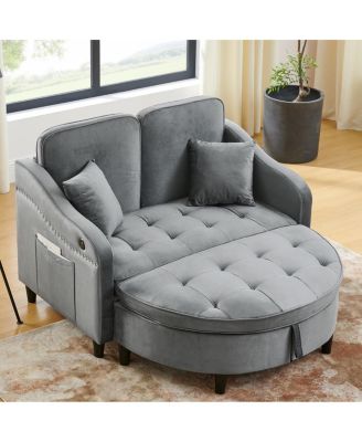 Two-Seater Sofa with Storage Footstool and USB Port