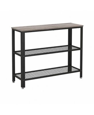 40 Inch 3-Tier Particleboard and Steel Mesh Storage Shelf