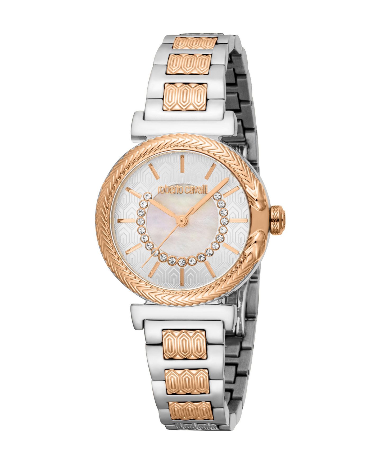 Женские часы Roberto Cavalli Quartz Two Tone Stainless Steel Bracelet Watch, цвет: Двухцветный — фото 1