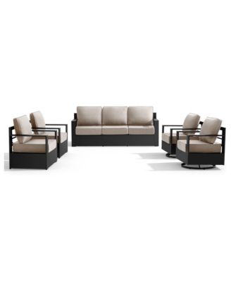 Zebrok 5-Piece Aluminum Outdoor Furniture Set with 2 Swivel Rockers, 2 Dining Chairs and 3-Seat Sofa