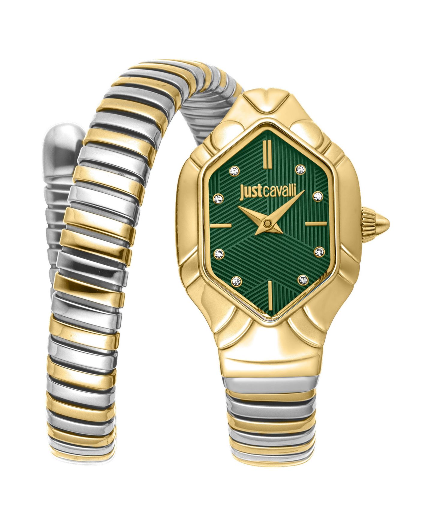 Женские часы Just Cavalli Quartz Two Tone Stainless Steel Bracelet Watch, цвет: Золотой — фото 1