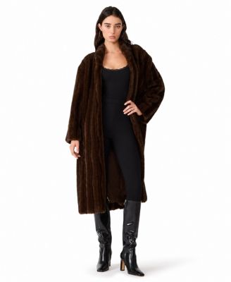 Women's Peclair Long Shawl-Collar Faux Fur Coat