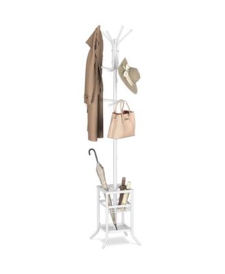 Metal Entryway Hall Tree Coat Rack with Umbrella Holder for Home