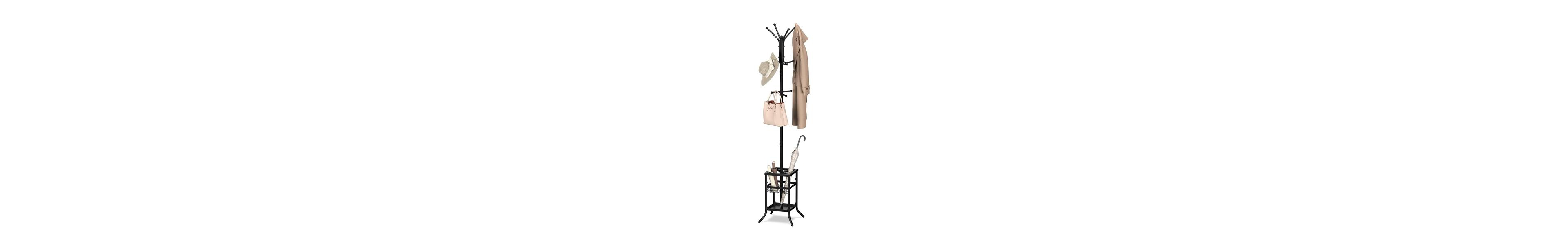 Slickblue Metal Entryway Hall Tree Coat Rack with Umbrella Holder for Home