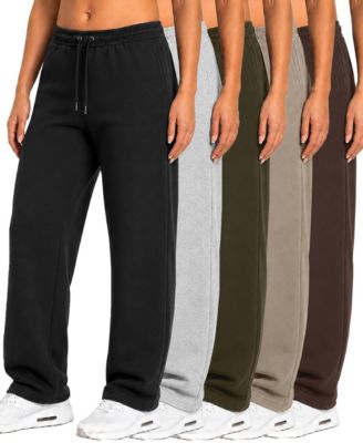 Women's Loose-Fit Open-Bottom Tech Fleece Sweatpants, 5-Pack