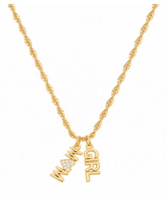 Gold-Tone Cubic Zirconia "MOM" and "GIRL" Pendant Necklace
