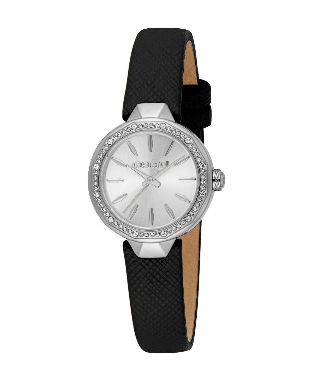 Roberto Cavalli Women's Quartz Black Leather Strap Watch, 26 mm - Silver