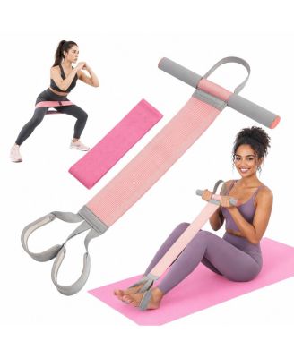 150lb High Fabric Resistance Band with Handles and Non-Slip Pedal Exercise Set