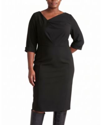 Plus Size Lando Sheath Ponte Three-Quarter-Sleeve Dress