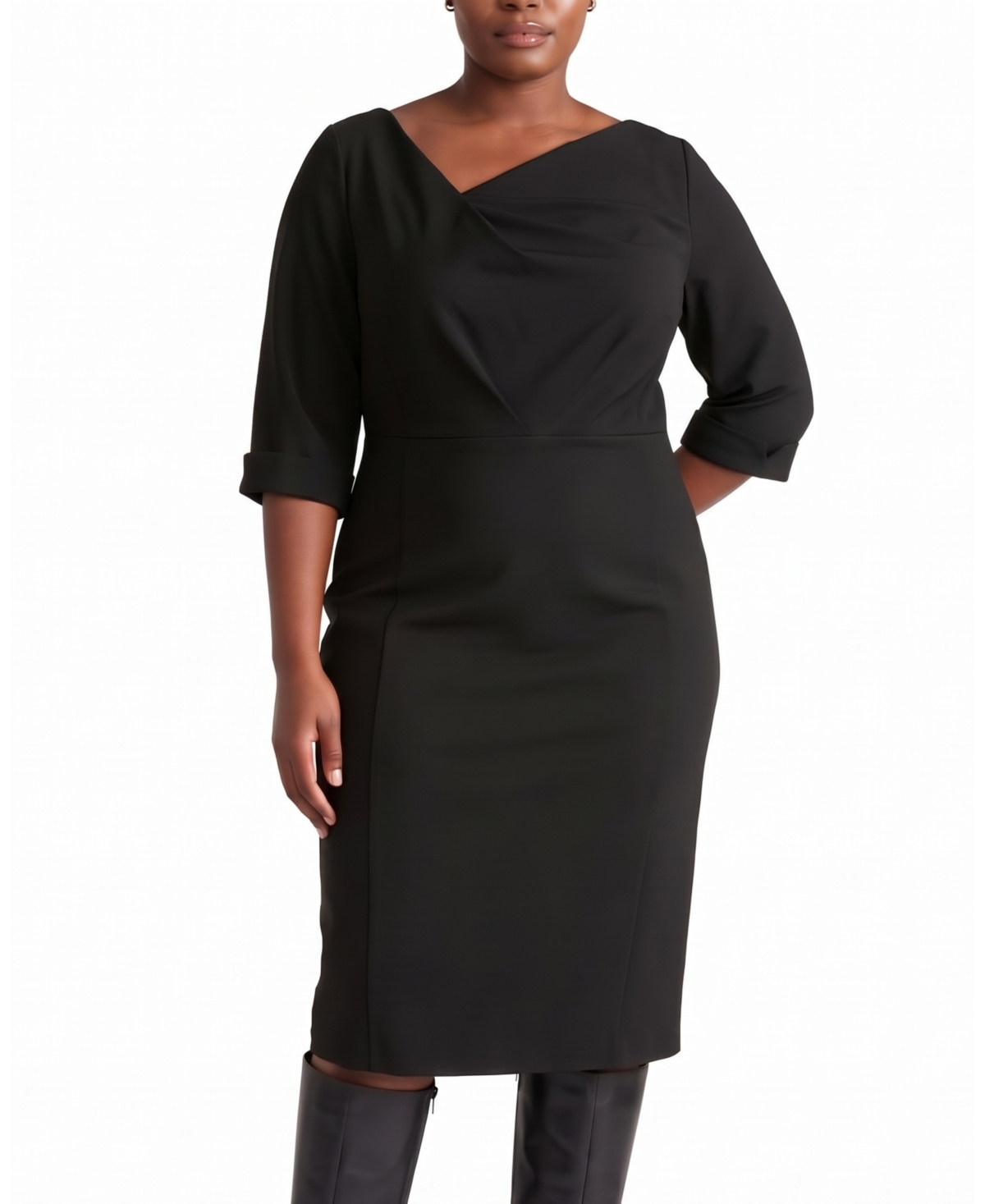 Universal Standard Plus Lando Sheath Ponte Three-Quarter-Sleeve Dress