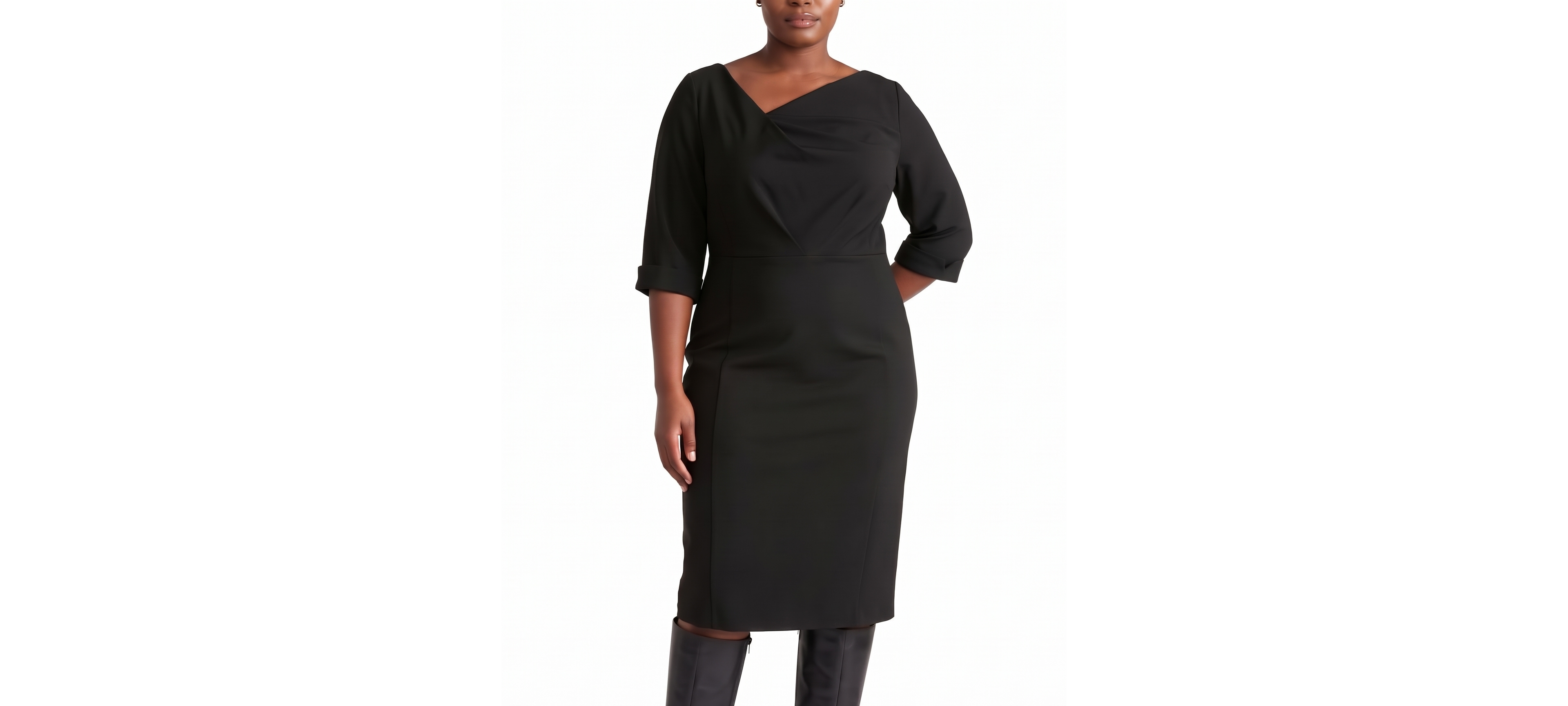 Universal Standard Plus Lando Sheath Ponte Three-Quarter-Sleeve Dress