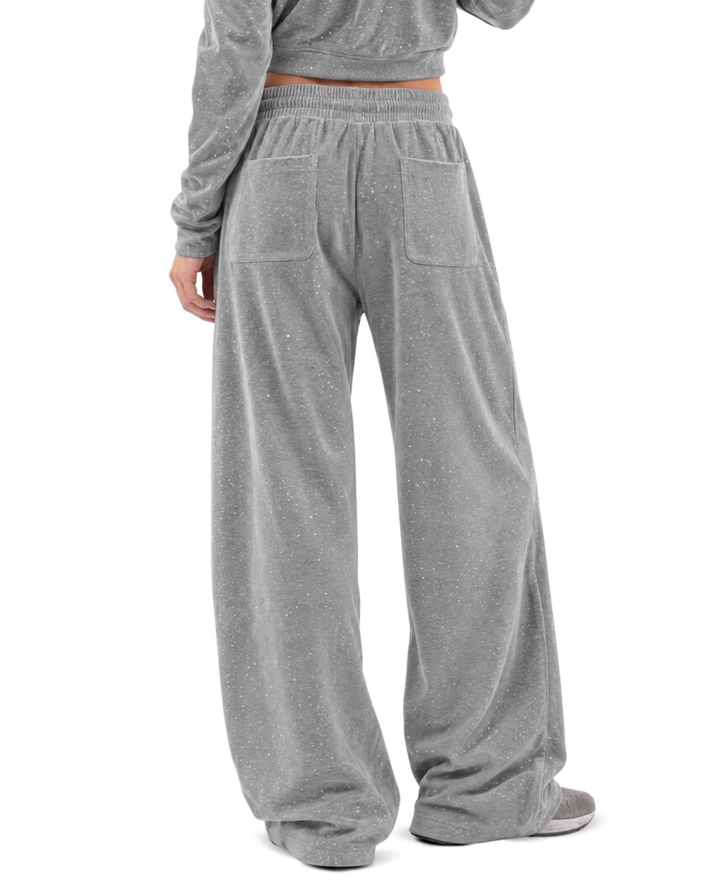 Женские брюки AELFRIC EDEN Rhinestone Velour Baggy Sweatpants, цвет: Тёмный серый — фото 2