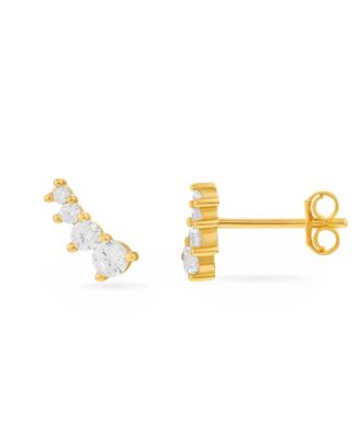 Sterling Silver Cubic Zirconia Ear Crawler Earrings