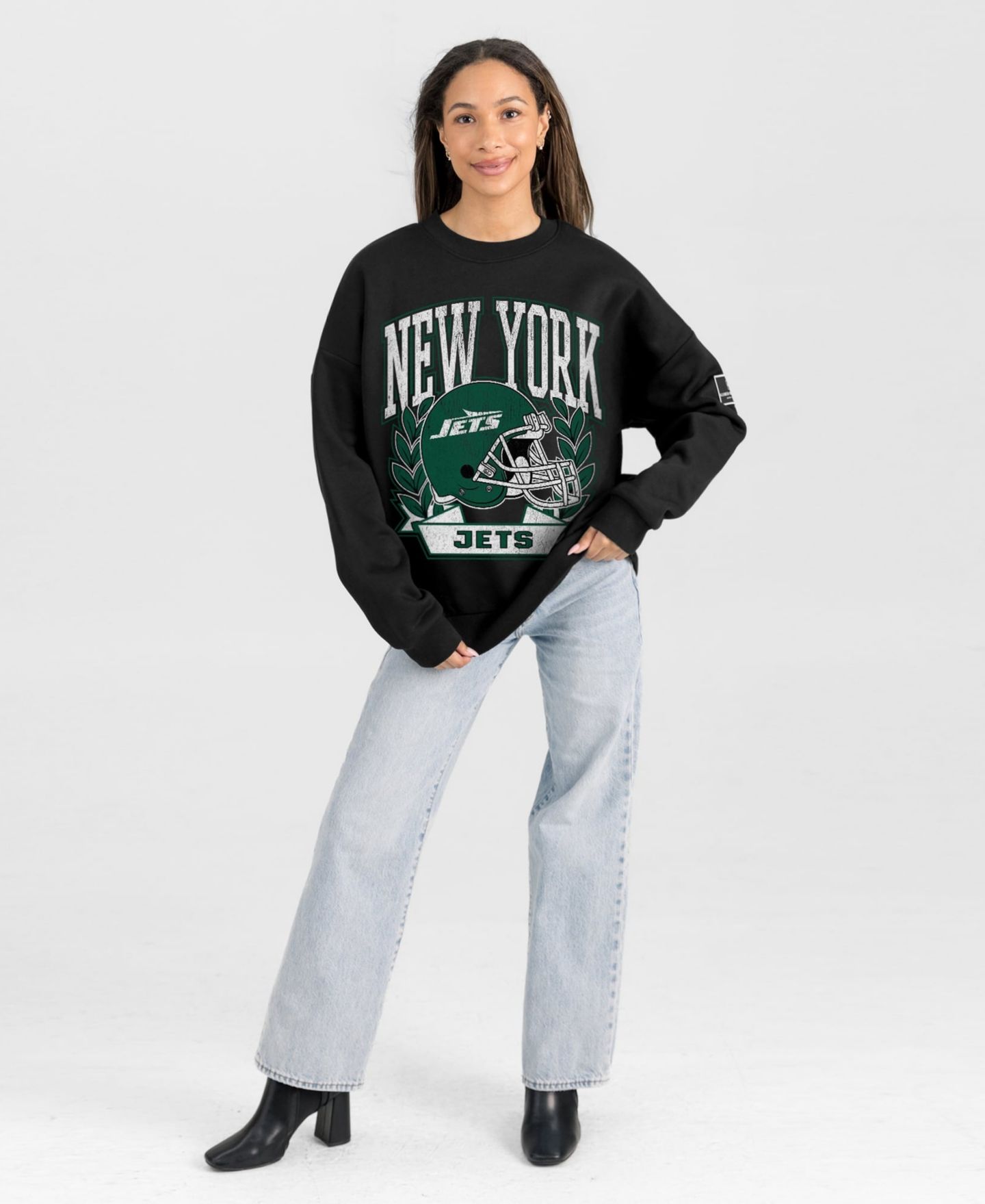 Женская толстовка Gameday Couture Black New York Jets Oversized Victory Lane Black Label Premium Fleece — фото 5