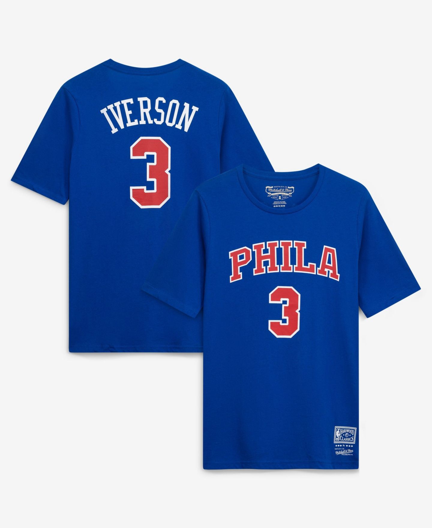 Детская футболка Mitchell & Ness Allen Iverson Royal Philadelphia 76ers Hardwood Classics Name & Number — фото 1