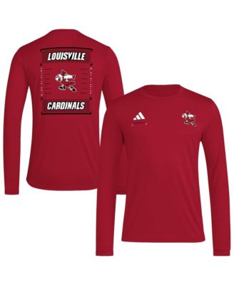 Men's Red Louisville Cardinals Locker Football Icon AEROREADY Pre-Game Long-Sleeve T-Shirt