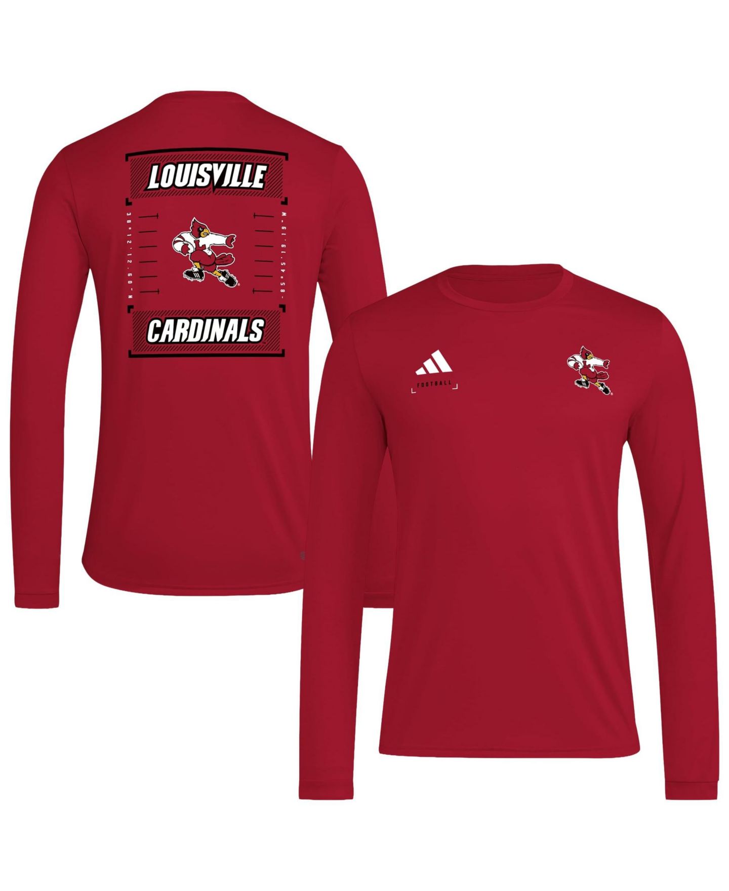 Мужская футболка adidas Red Louisville Cardinals Locker Football Icon Aeroready Pre-Game Long-Sleeve — фото 1