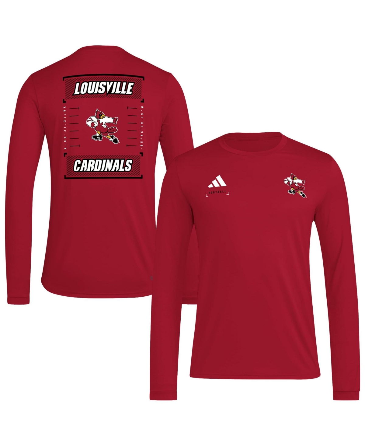 adidas Men's Red Louisville Cardinals Locker Football Icon Aeroready Pre-Game Long-Sleeve T-Shirt - Red