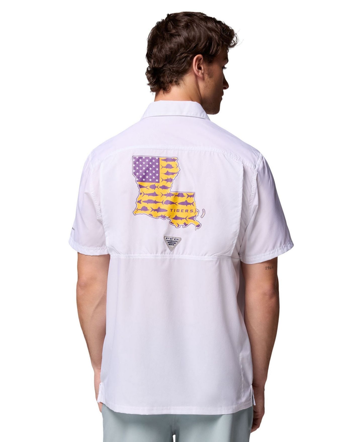 Мужская рубашка Columbia White LSU Tigers Slack Tide Camp Button-Up — фото 2