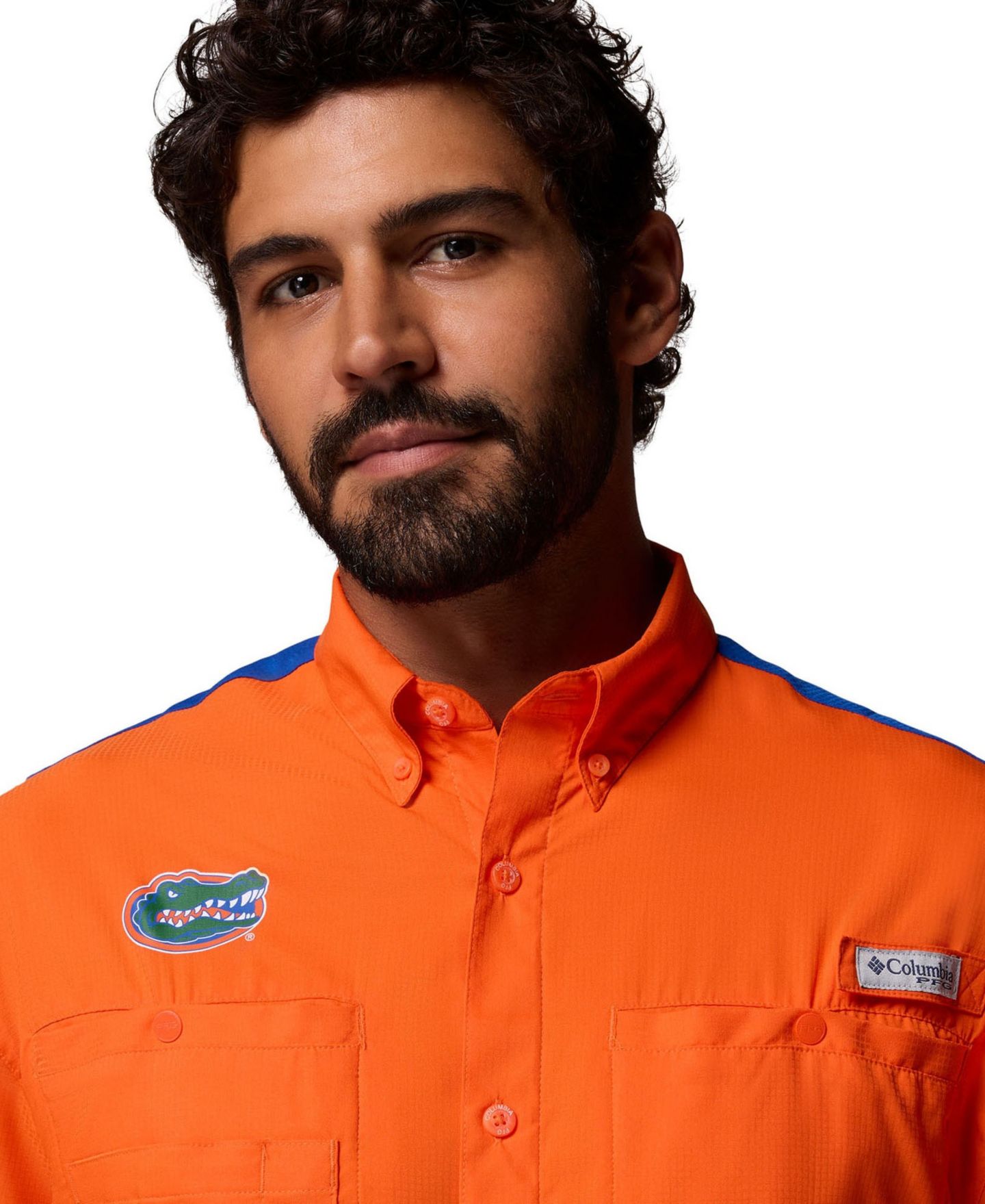 Мужская рубашка Columbia Orange Florida Gators Tamiami Colorblock Omni-Shade Button-Down — фото 5