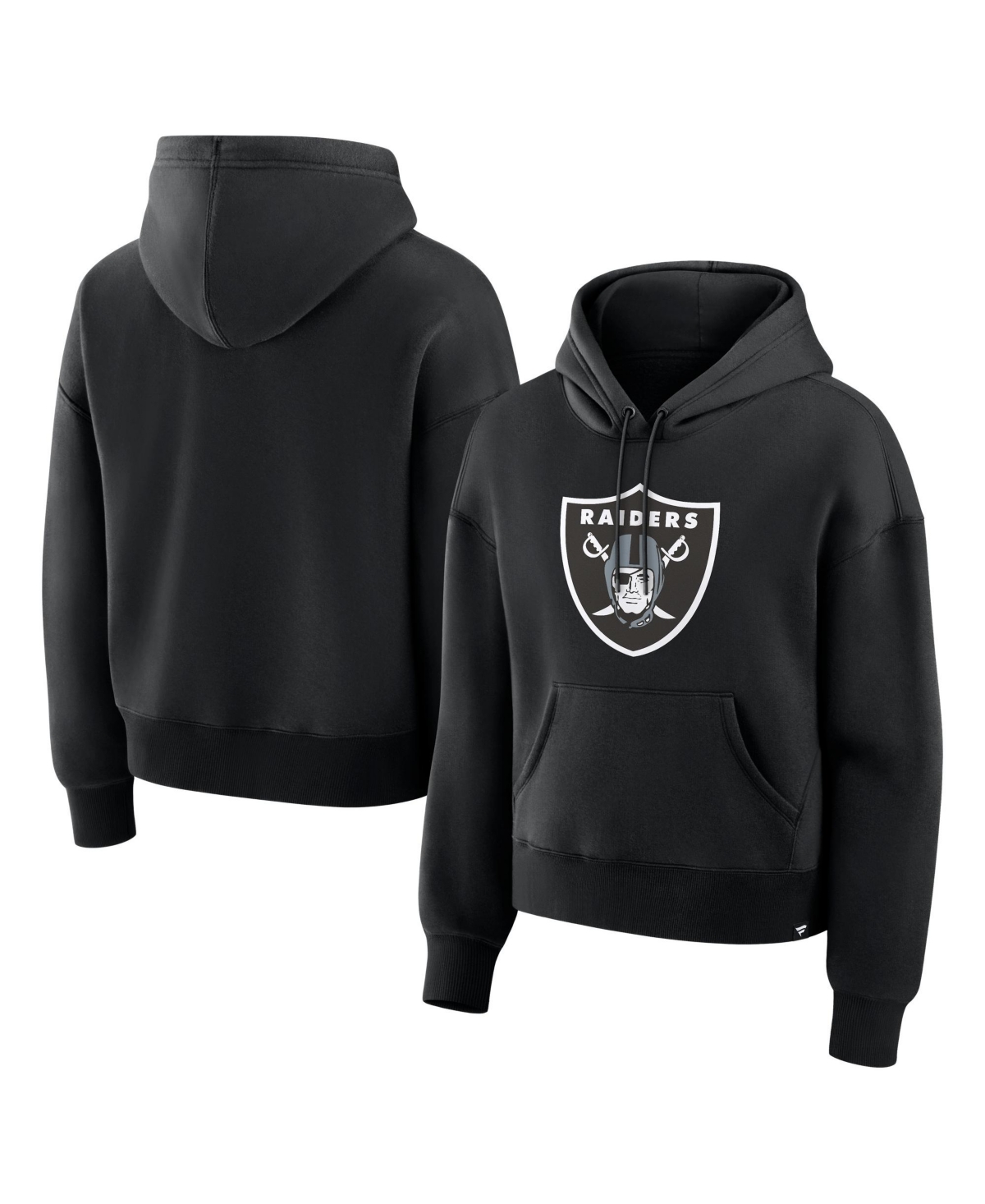 Fanatics Women's Black Las Vegas Raiders Relaxed High Hip Essential Legacy Hoodie - Black