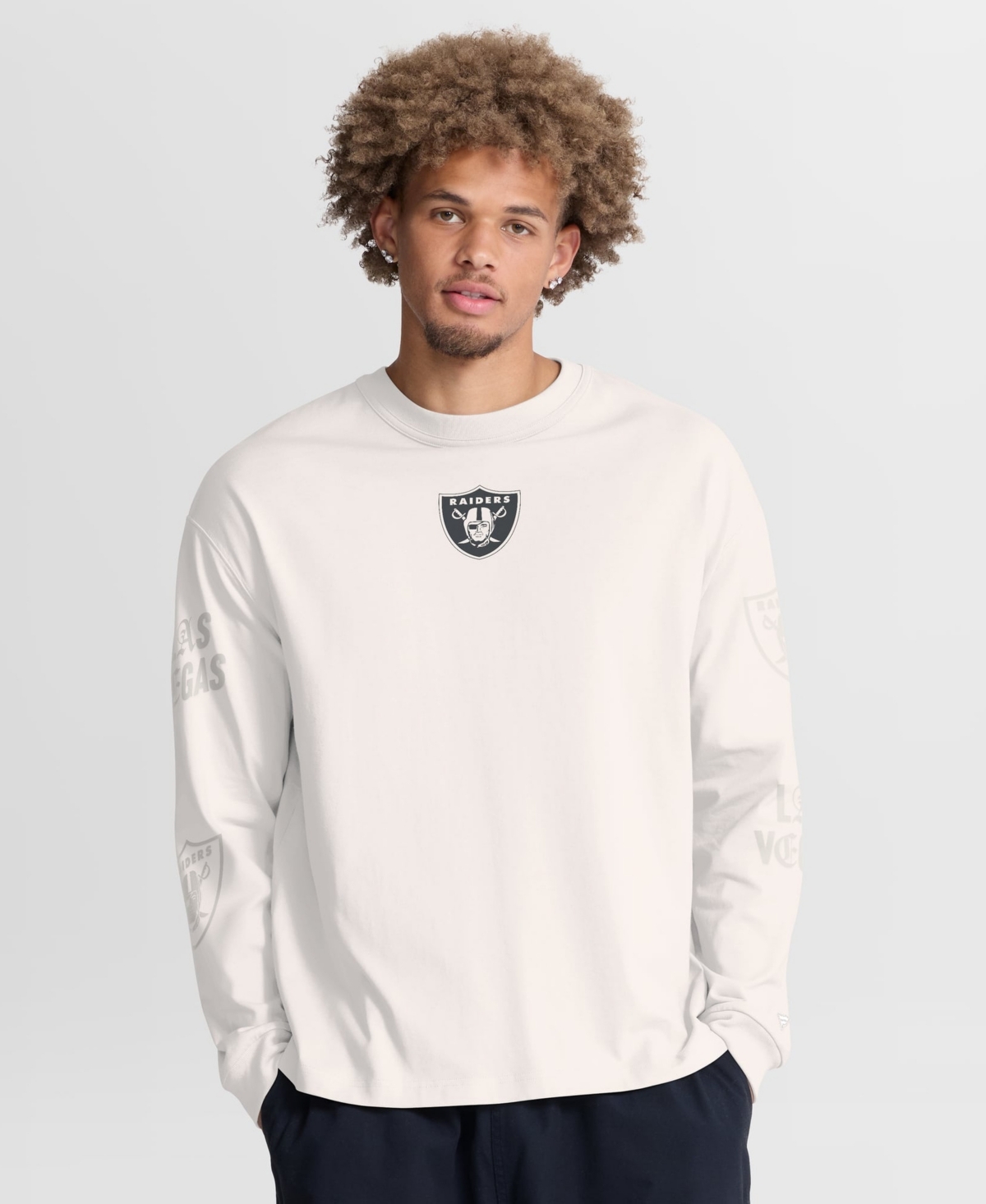 Fanatics Men's Gray Las Vegas Raiders Oversized Type Play Long-Sleeve T-Shirt - Gray