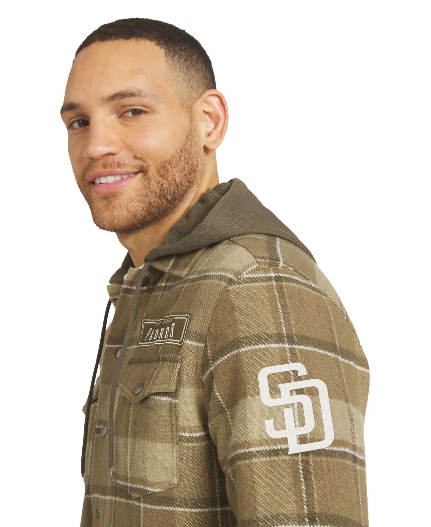 Мужские куртки Darius Rucker Collection By Fanatics Brown/Olive San Diego Padres Woven Hooded Full-Snap Shacket — фото 5